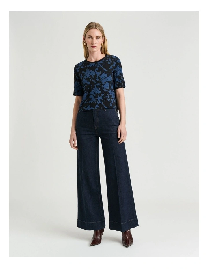 Butterfly Jacquard Knit Tee in Multi image 3