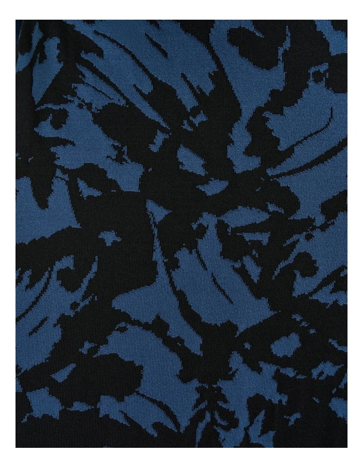 Butterfly Jacquard Knit Dress in Blue Black image 5