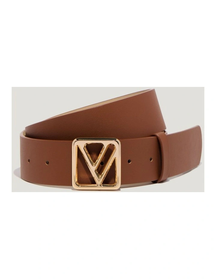 Buckle Cognac Leather Belt in Brown image 1