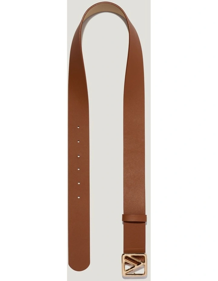 Buckle Cognac Leather Belt in Brown image 2