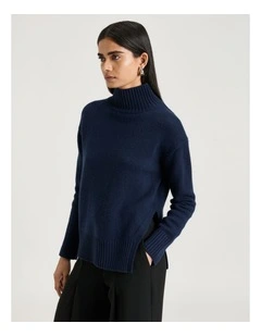 Merino Cashmere Blend Oversized Funnel Neck Sweater