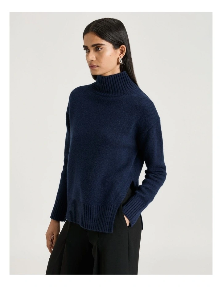 Merino Cashmere Blend Oversized Funnel Neck Sweater image 1