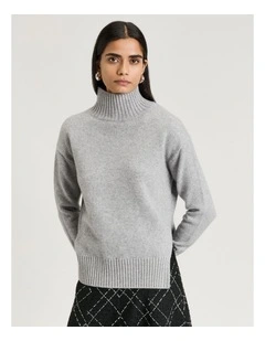 Merino Cashmere Blend Oversized Funnel Neck Sweater
