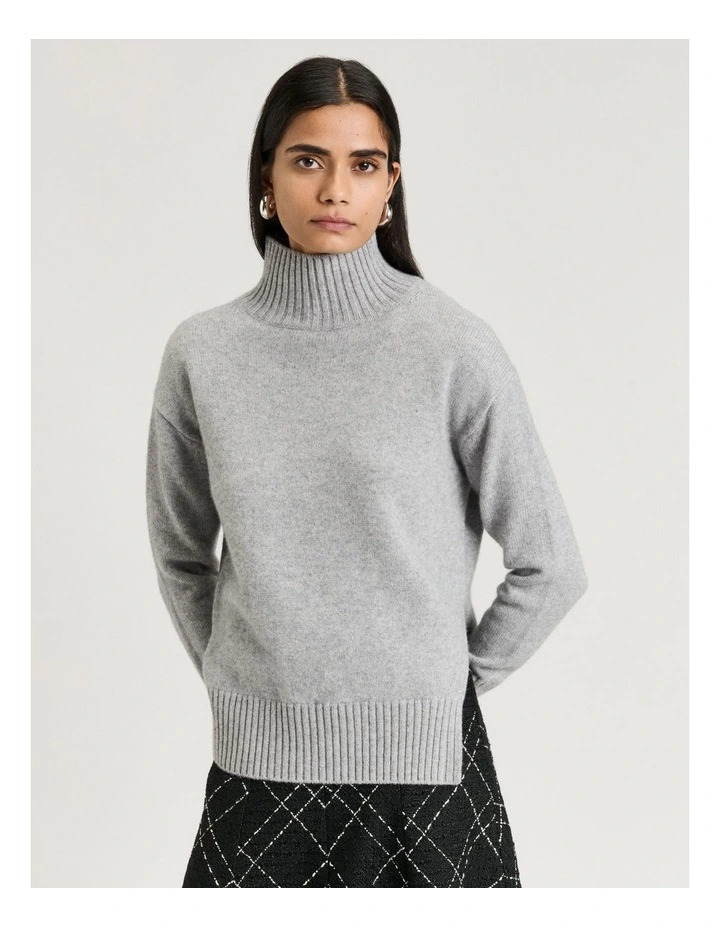 Merino Cashmere Blend Oversized Funnel Neck Sweater image 1