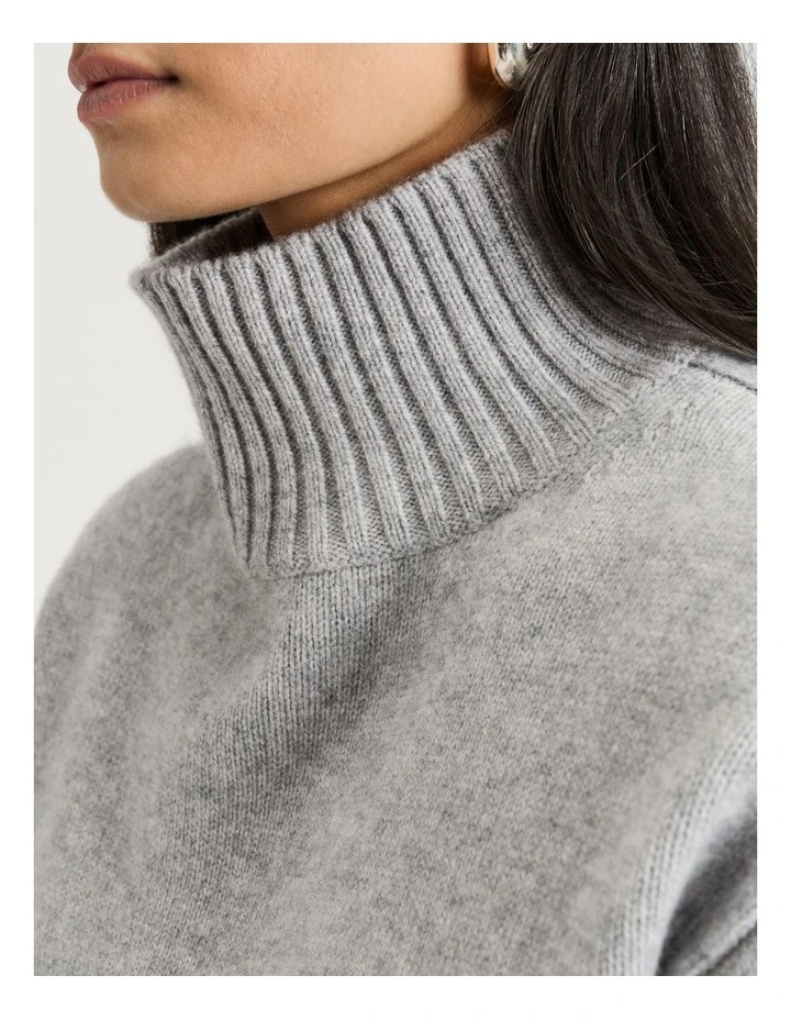 Merino Cashmere Blend Oversized Funnel Neck Sweater image 3
