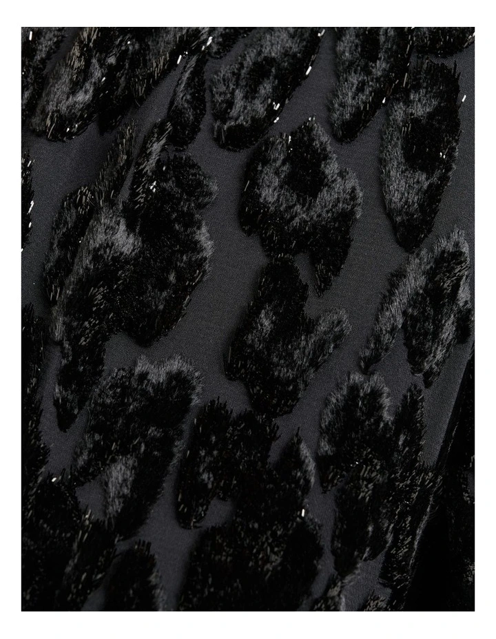 Velvet Devore Draped Midi Dress in Black image 5