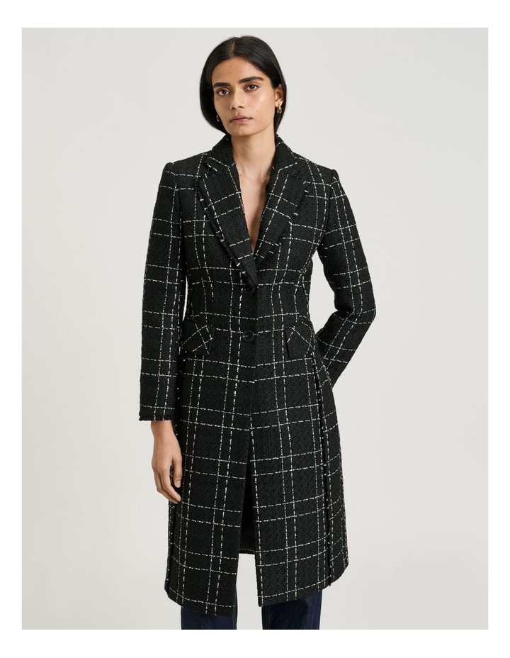 Veronika Maine Wide Check Tweed Two Button Coat in Black | MYER