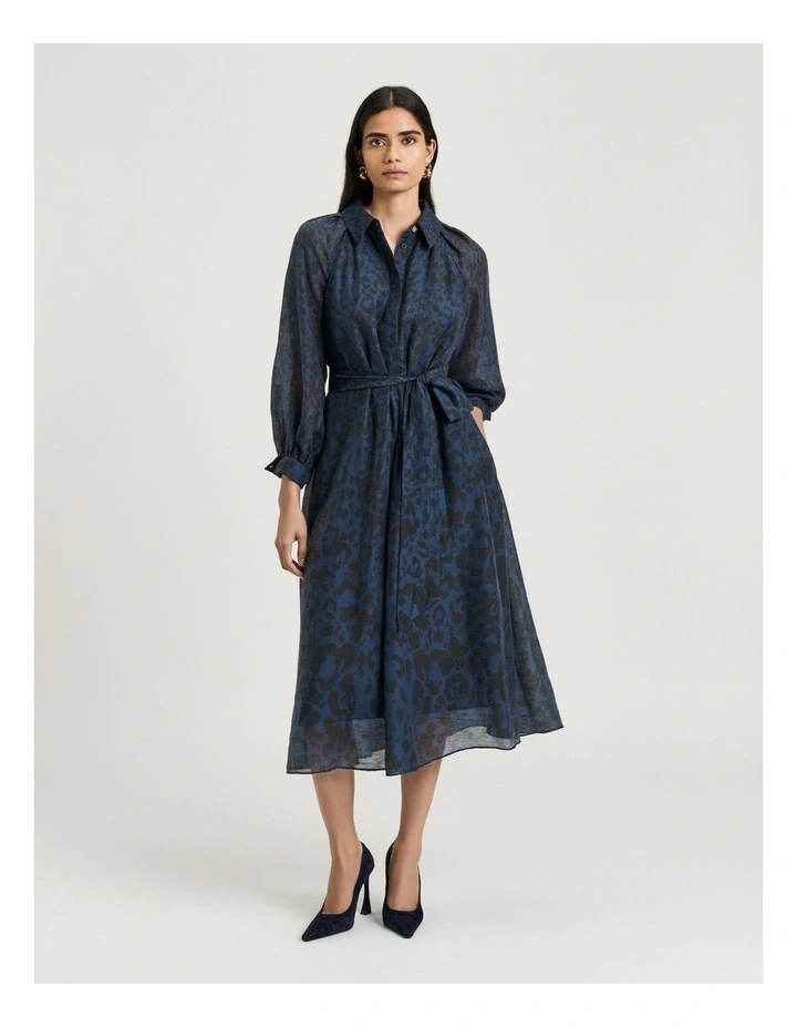 Leopard Haze Midi Shirtdress in Ink image 1