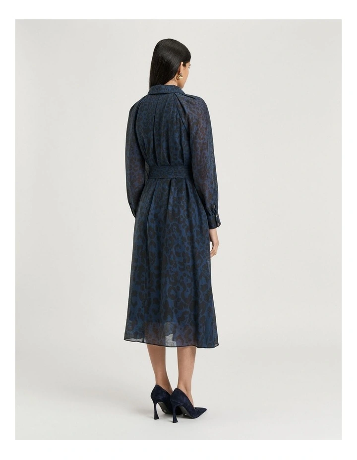 Leopard Haze Midi Shirtdress in Ink image 2