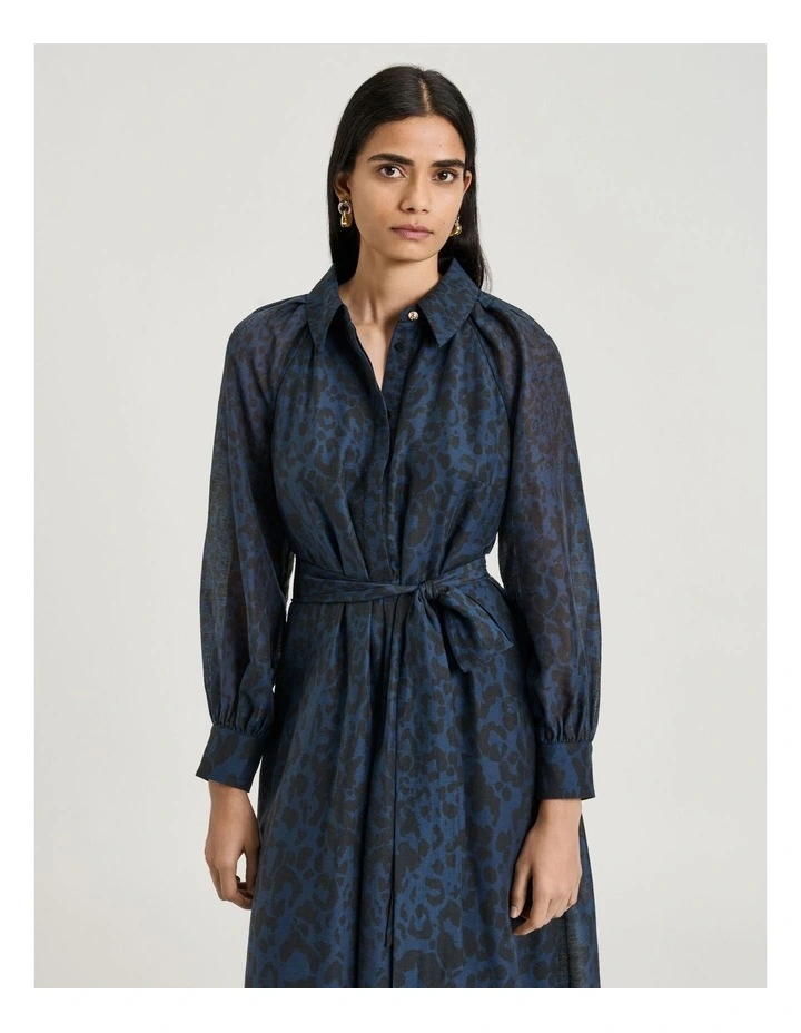 Leopard Haze Midi Shirtdress in Ink image 3
