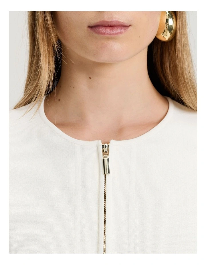Zip Front Milano Jacket in Ivory image 3