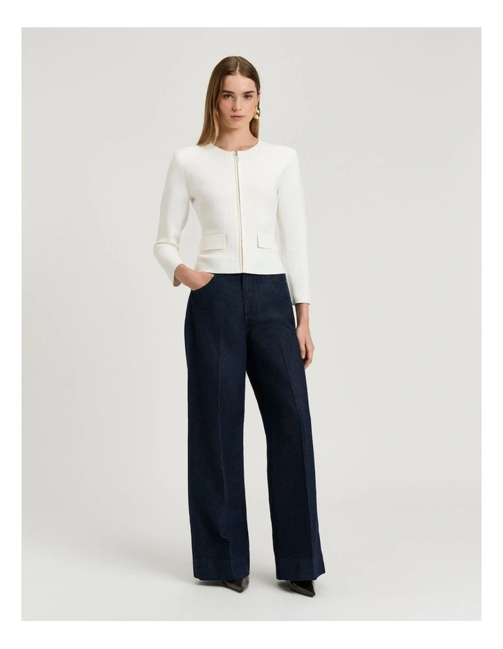 Zip Front Milano Jacket in Ivory image 4