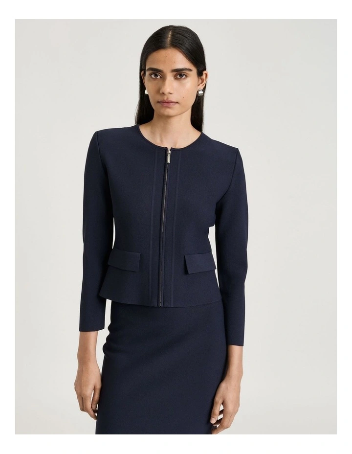 Zip Front Milano Jacket in Ink image 1