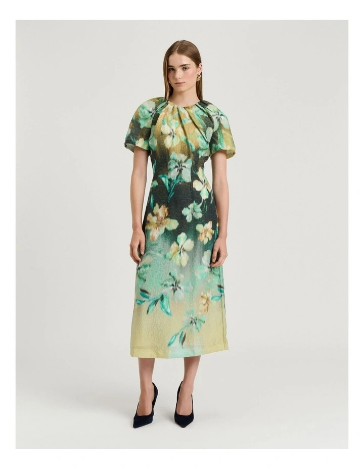 Opalesque Floral Midi Dress in Multi image 1