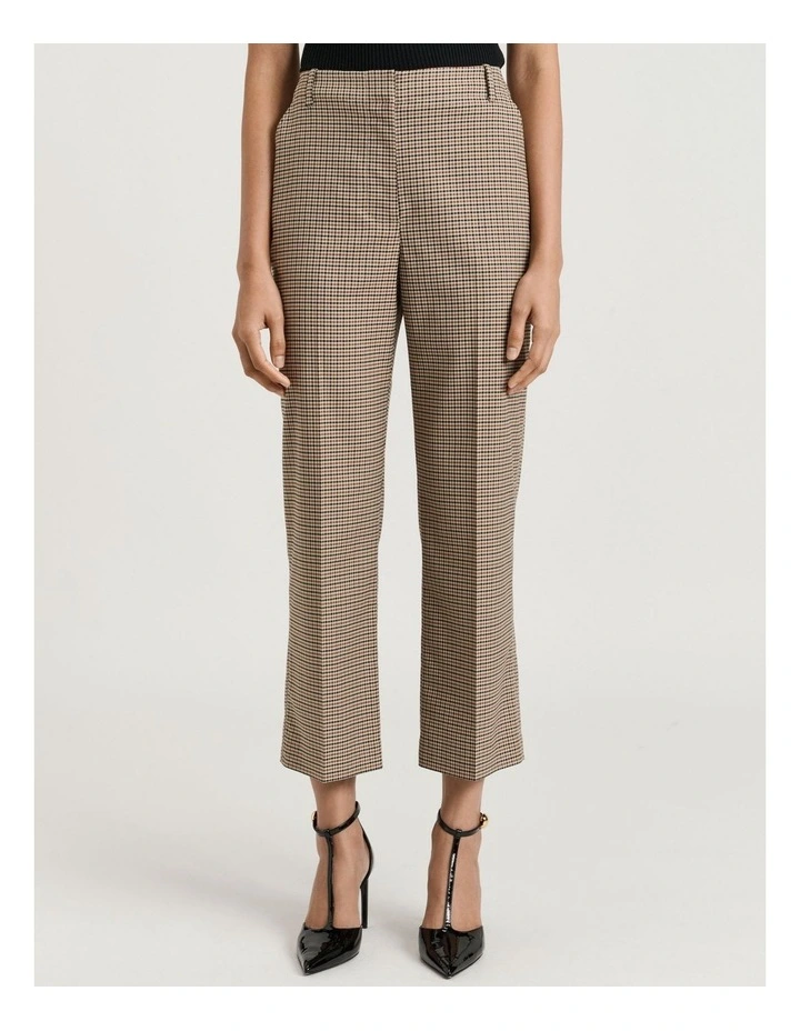 WOVEN CHECK CROPPED FLARE PANT image 1