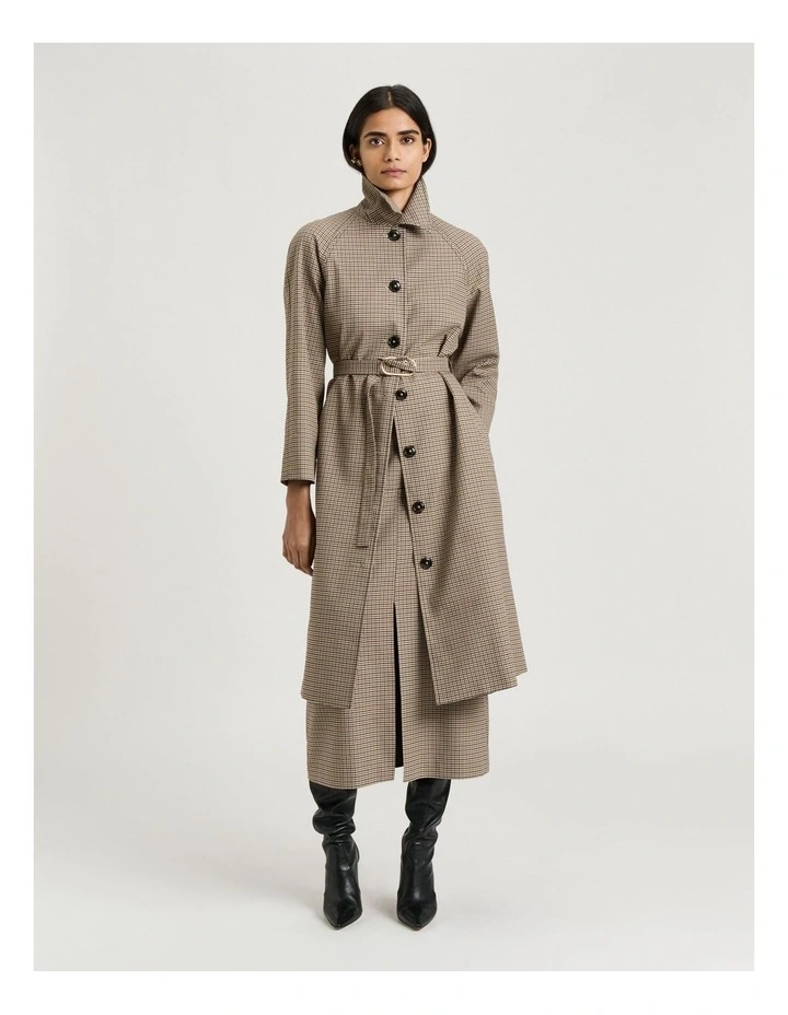 WOVEN CHECK TRENCH image 1
