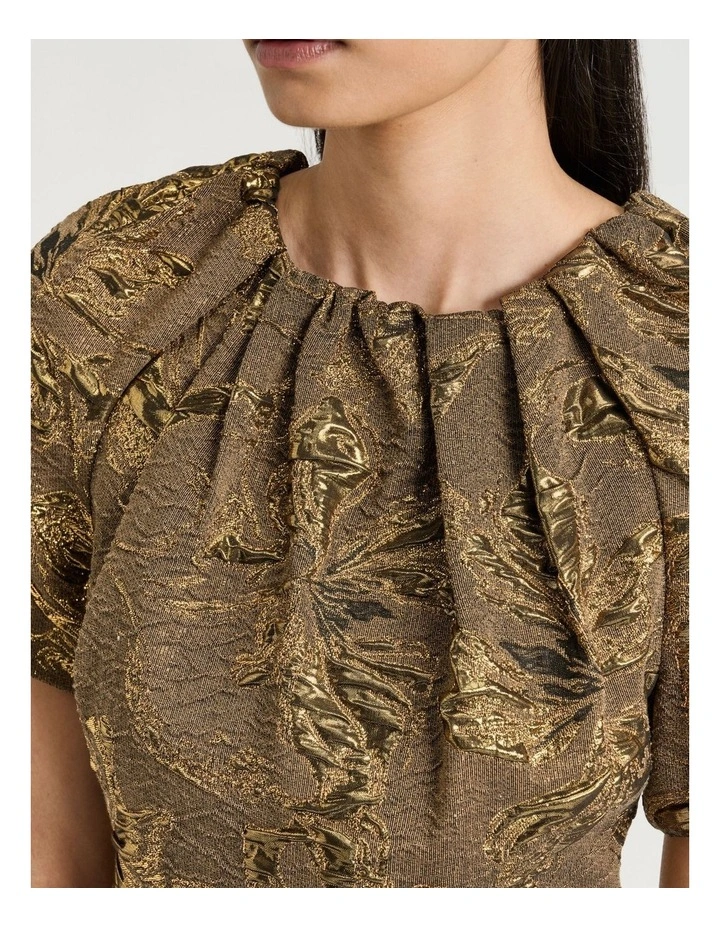 Lurex Jacquard Midi Dress in Bronze image 4