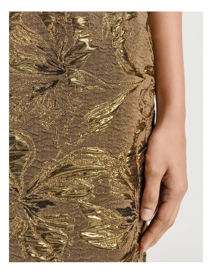Lurex Jacquard Pencil Skirt in Bronze image 3