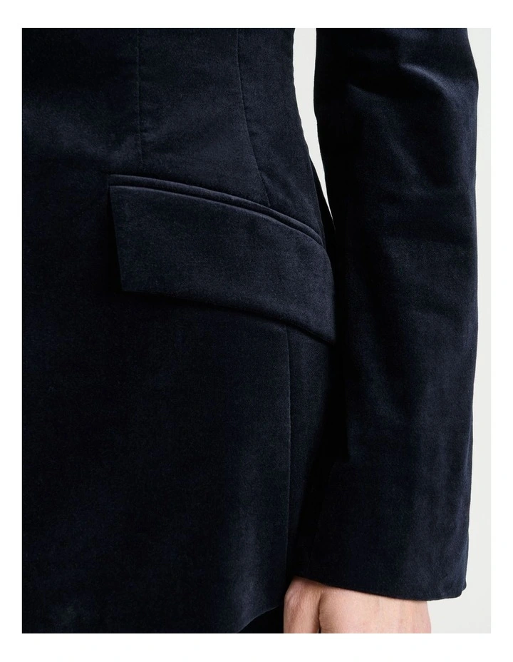 Stretch Velvet Fitted Blazer in Ink image 4
