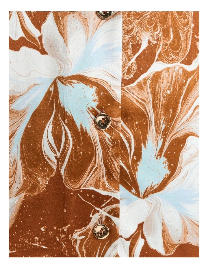 Marble Floral Satin Shirt in White image 4