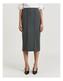 MELANGE SUITING PENCIL SKIRT