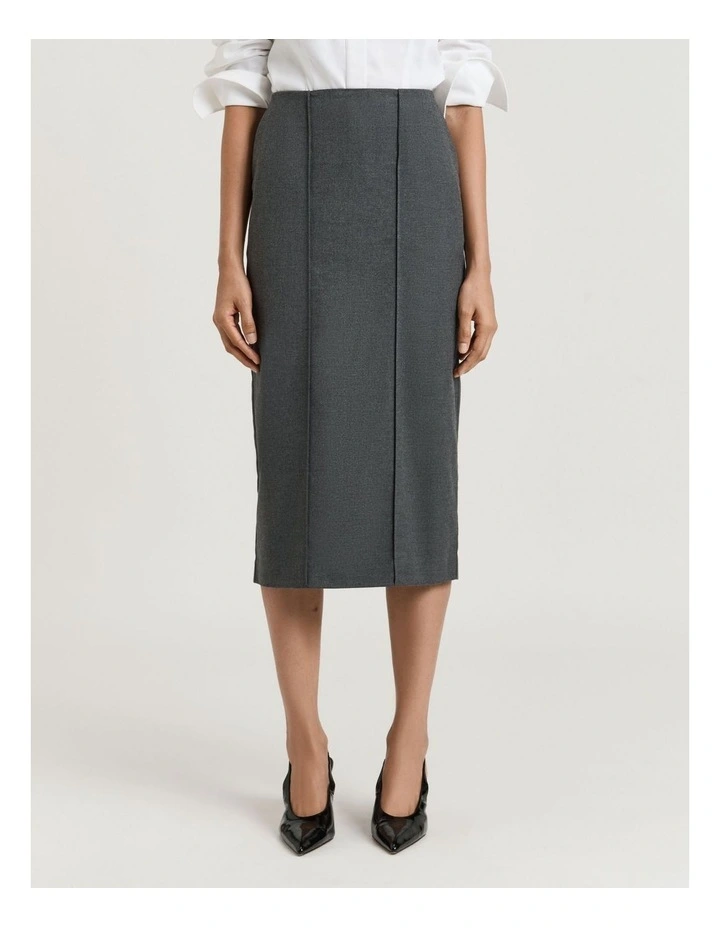 MELANGE SUITING PENCIL SKIRT image 1