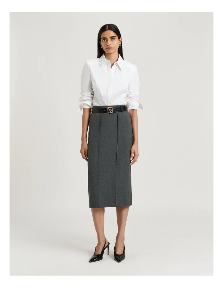 MELANGE SUITING PENCIL SKIRT image 4