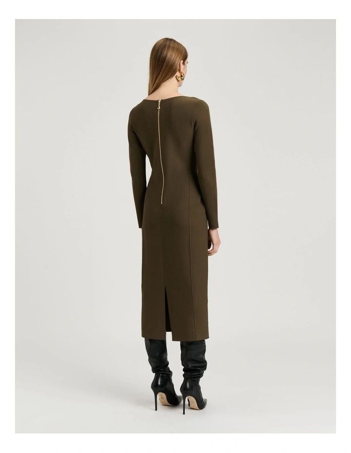 Milano Long Sleeve Pencil Dress in Green image 2