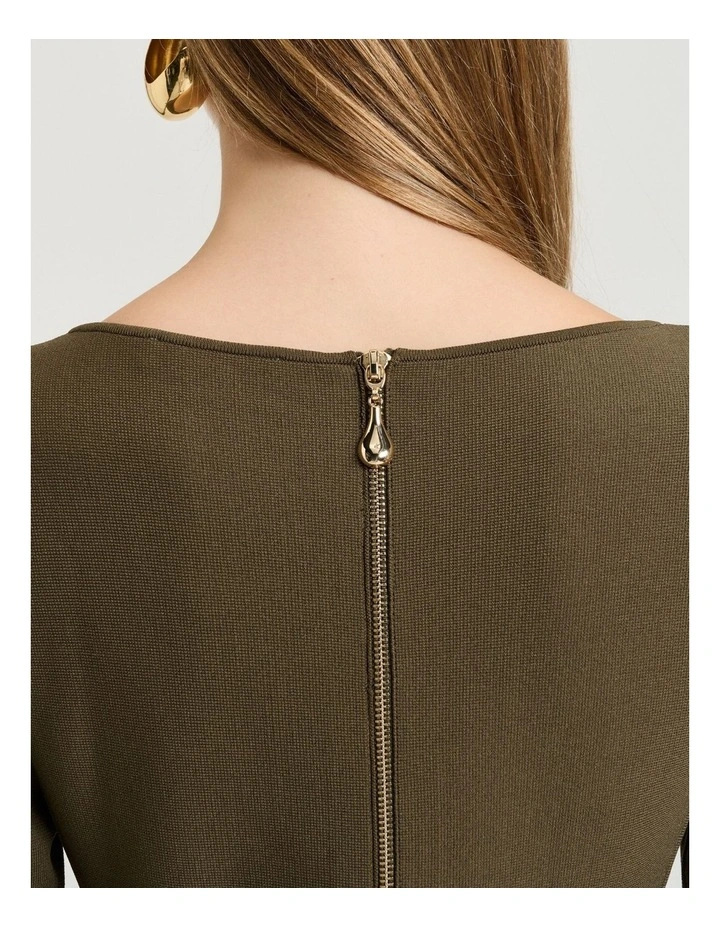 Milano Long Sleeve Pencil Dress in Green image 4