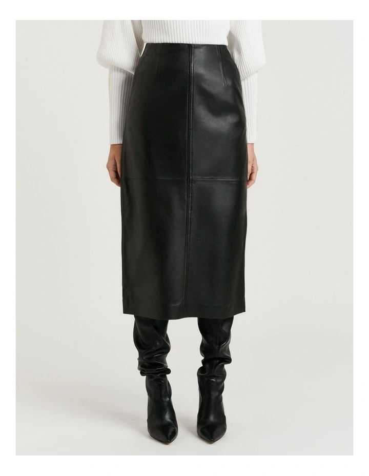 Leather Pencil Skirt in Black image 1
