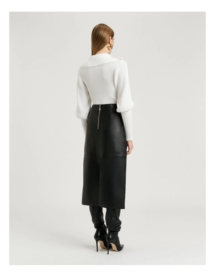 Leather Pencil Skirt in Black image 2