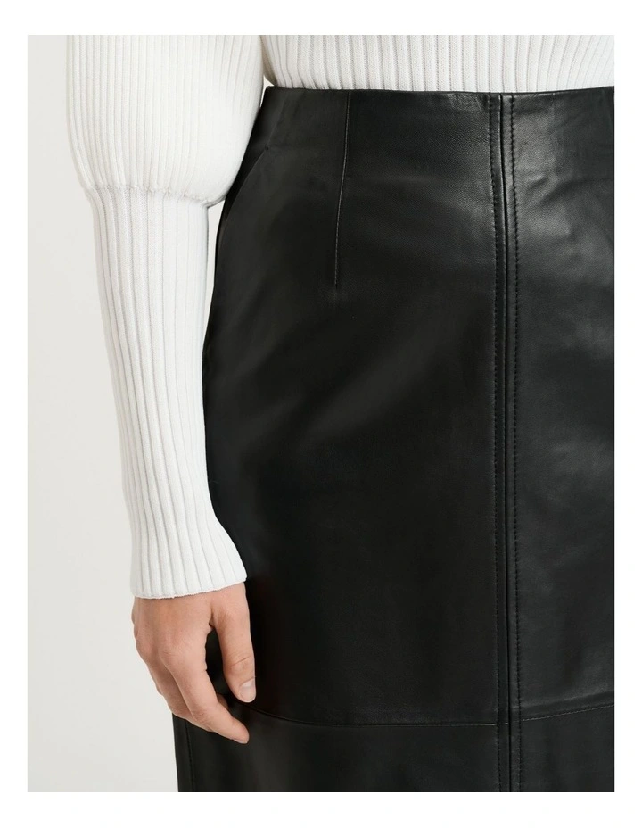 Leather Pencil Skirt in Black image 3