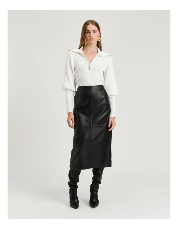 Leather Pencil Skirt in Black image 4