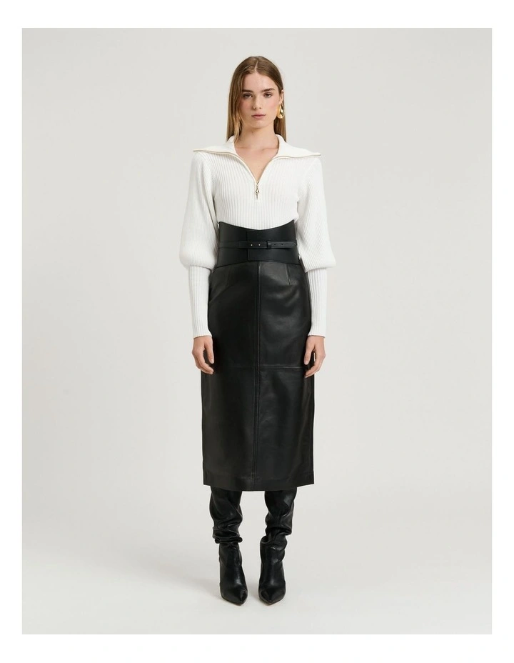 Leather Pencil Skirt in Black image 5