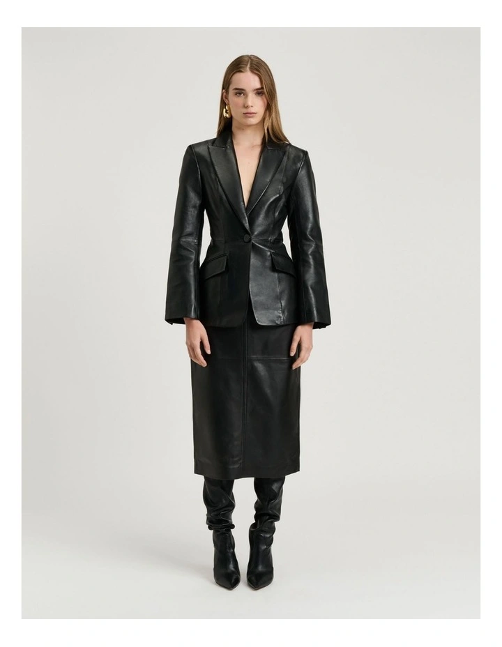 Leather Pencil Skirt in Black image 6