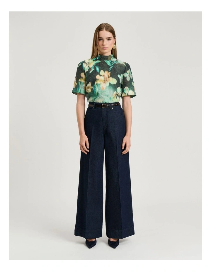 Opalesque Floral Top in Green image 3