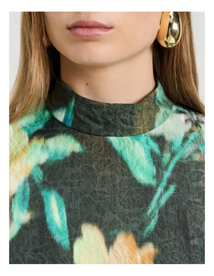Opalesque Floral Top in Green image 4