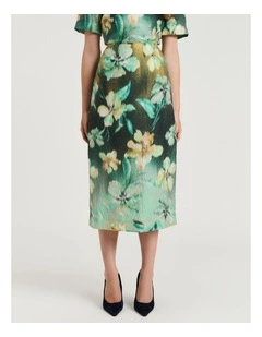 Opalesque Floral Midi Skirt