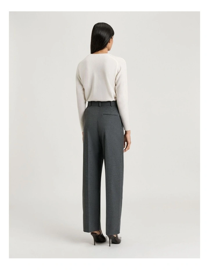 MELANGE SUITING TUCKED STRAIGHT LEG PANT image 2