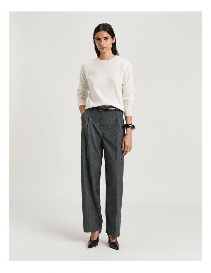 MELANGE SUITING TUCKED STRAIGHT LEG PANT image 4