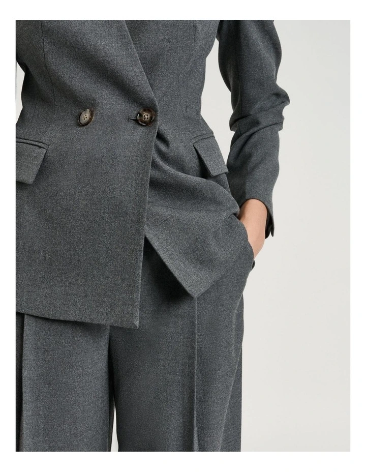 MELANGE SUITING COLLARLESS BLAZER image 3