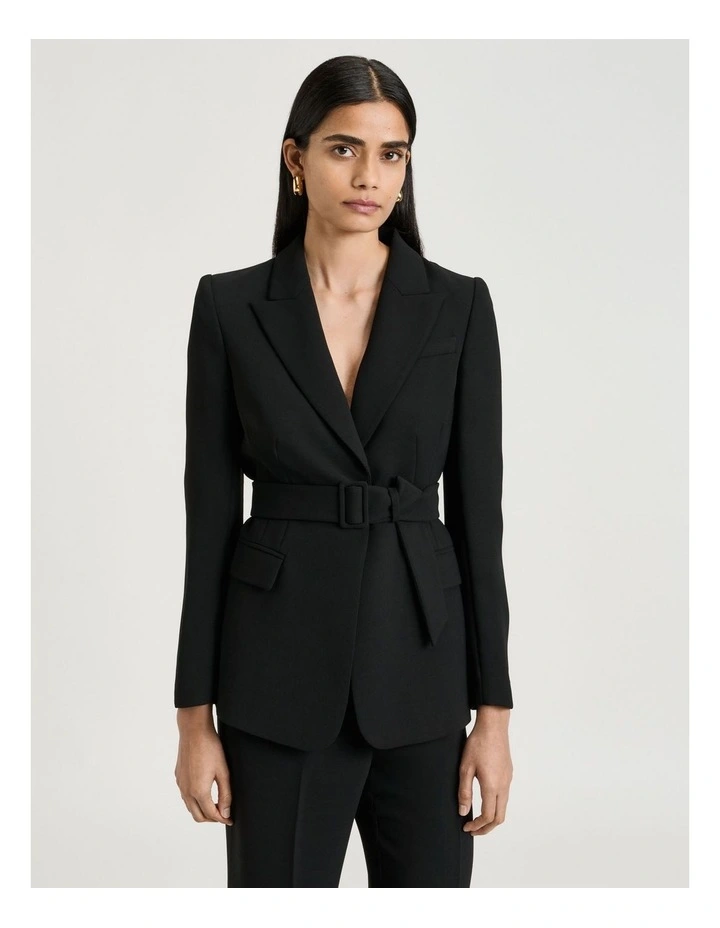 DOUBLE WEAVE BELTED BLAZER image 1