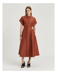 LINEN VISCOSE BLEND HOURGLASS SHIRTDRESS