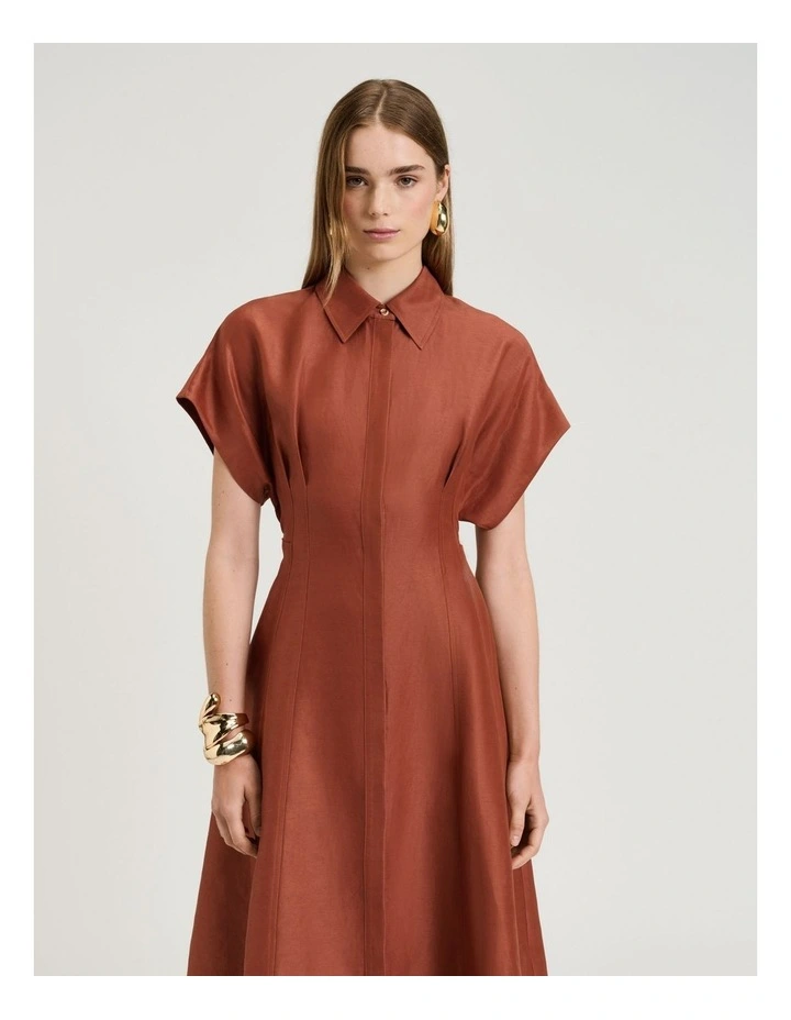LINEN VISCOSE BLEND HOURGLASS SHIRTDRESS image 3