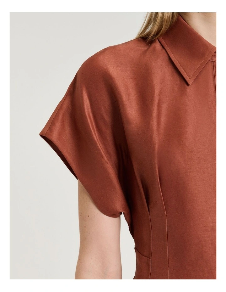 LINEN VISCOSE BLEND HOURGLASS SHIRTDRESS image 4