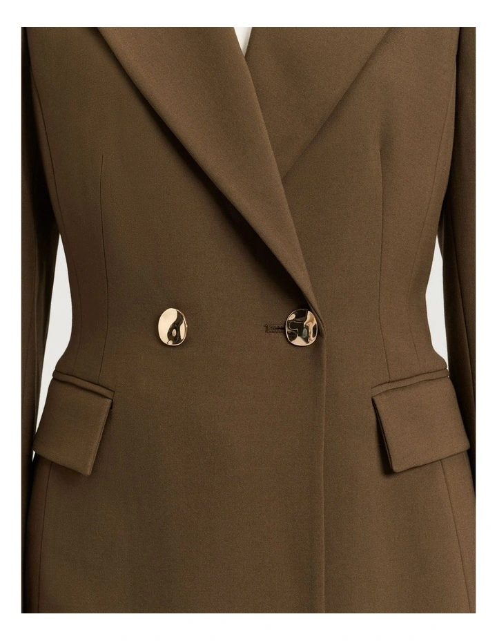 Twill Suiting Double Breasted Blazer in Green image 3