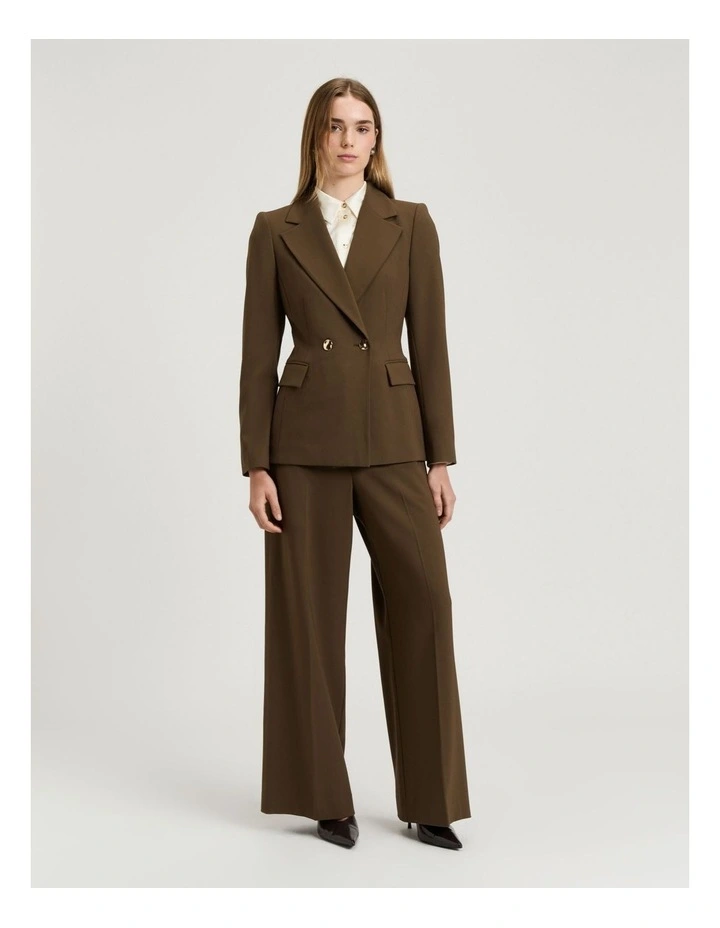 Twill Suiting Double Breasted Blazer in Green image 4