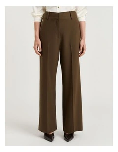 Twill Suiting Wide Leg Pant in Green