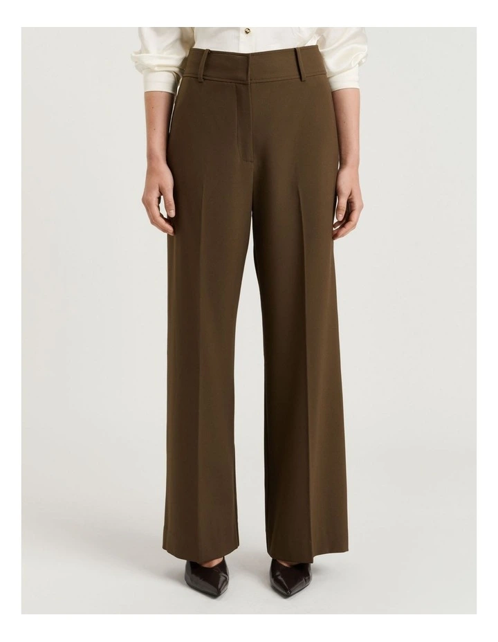 Twill Suiting Wide Leg Pant in Green image 1