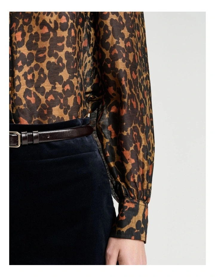 Leopard Haze Silk Linen Shirt in Multi image 3